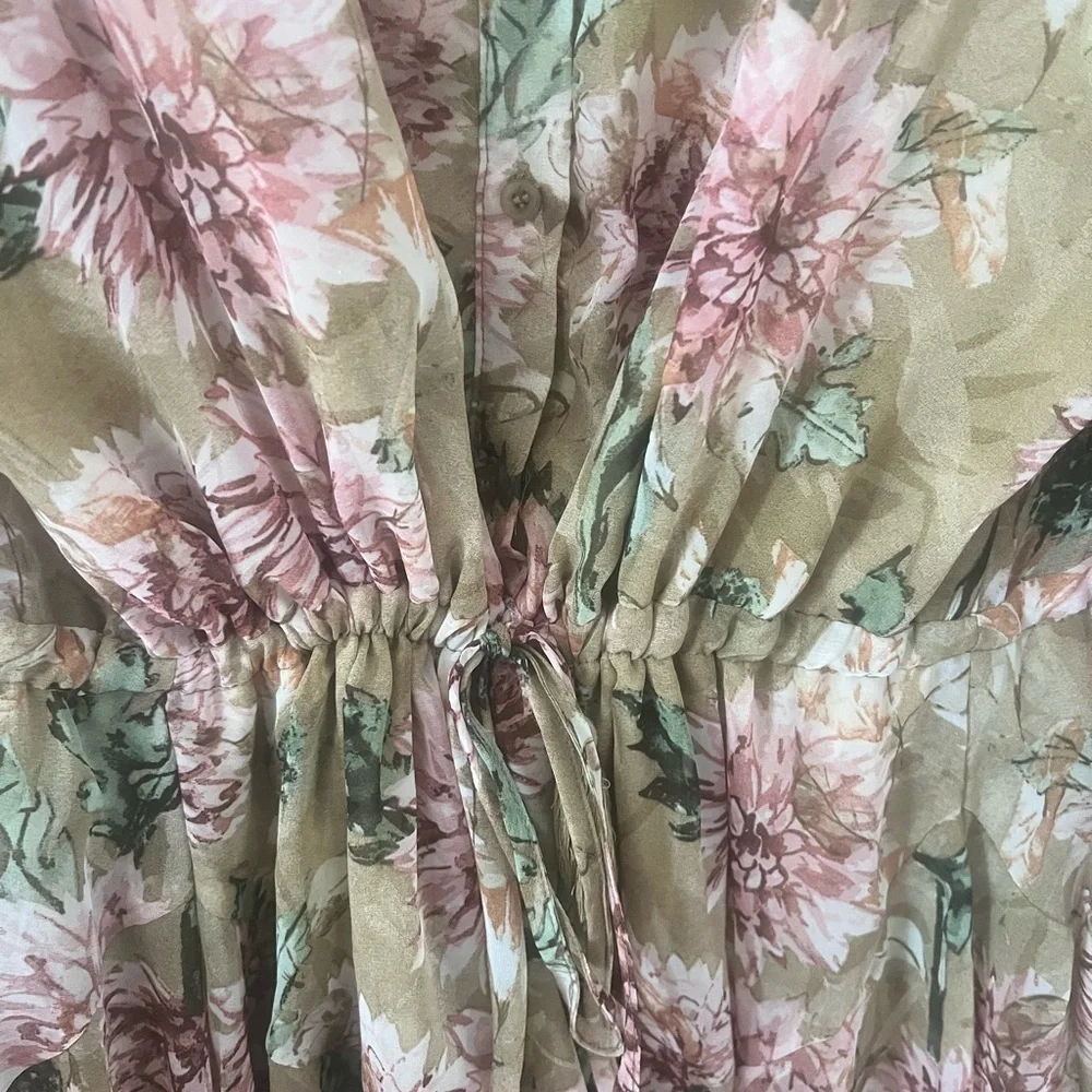 Aakaa Floral Print Women's Dress - Green and Pink - Picture 8 of 13